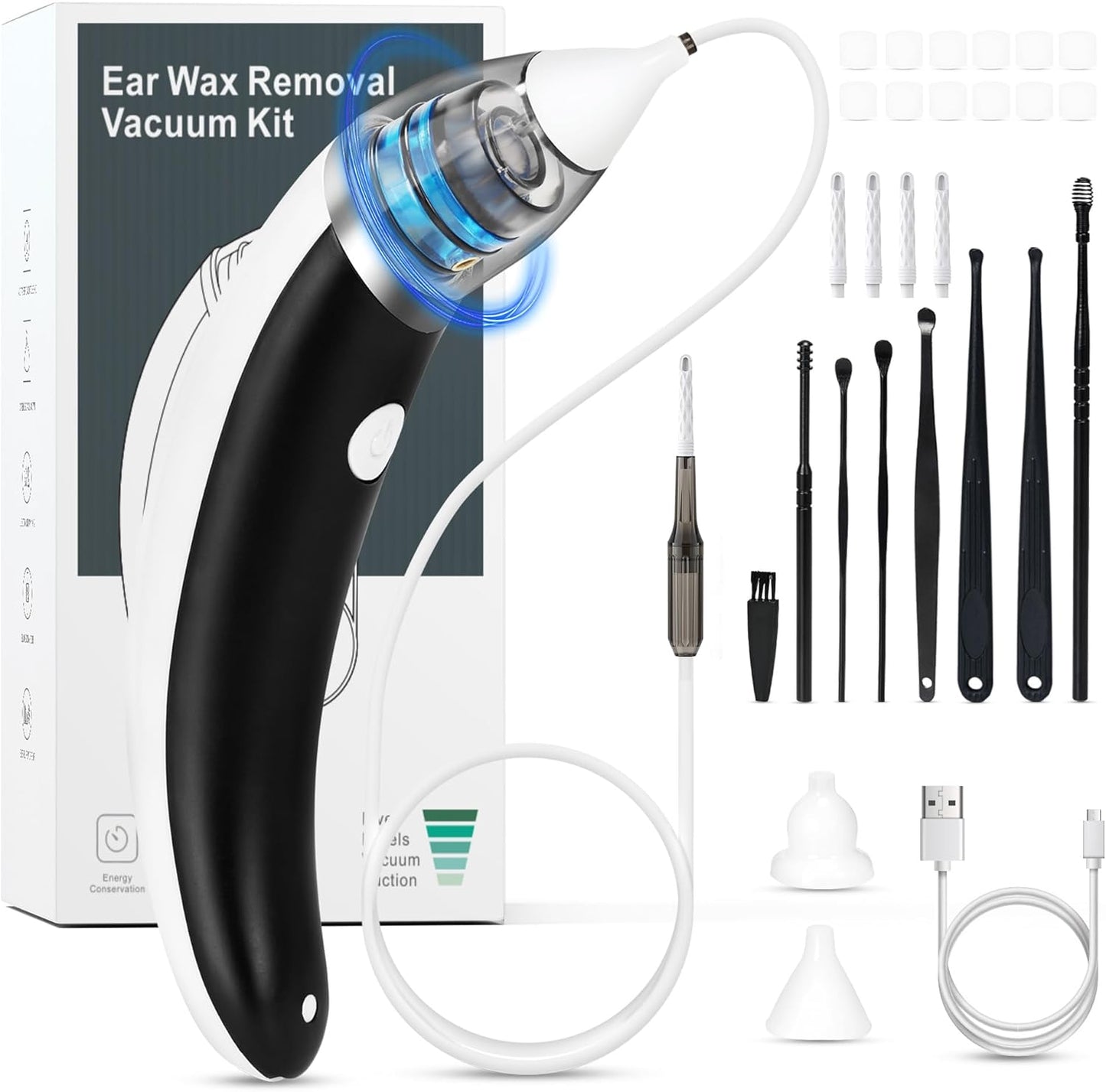 Ear Vacuum Wax Remover with 5 Levels of Strong Suction Power