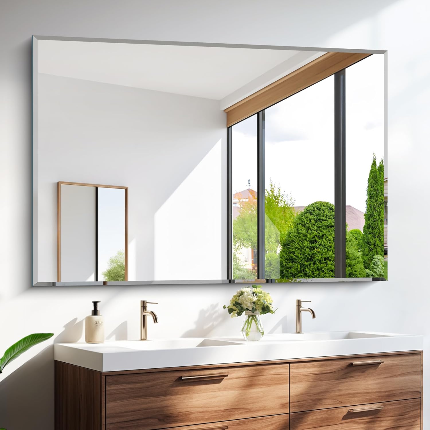 55x36 Large Beveled Mirror for Bathroom and Living Room Use