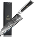 Sunnecko Santoku Knife 7 in Damascus VG-10 Steel - Razor Sharp