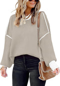Womens Oversized Colorblock Sweater - Cozy Batwing Pullover