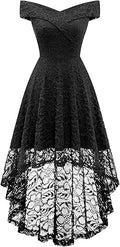 Floral Lace Off Shoulder High Low Dress for Women's Elegant Style