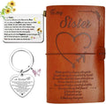 Gifts for Sister Leather Journal Set - Notebook Wallet Card Keychain