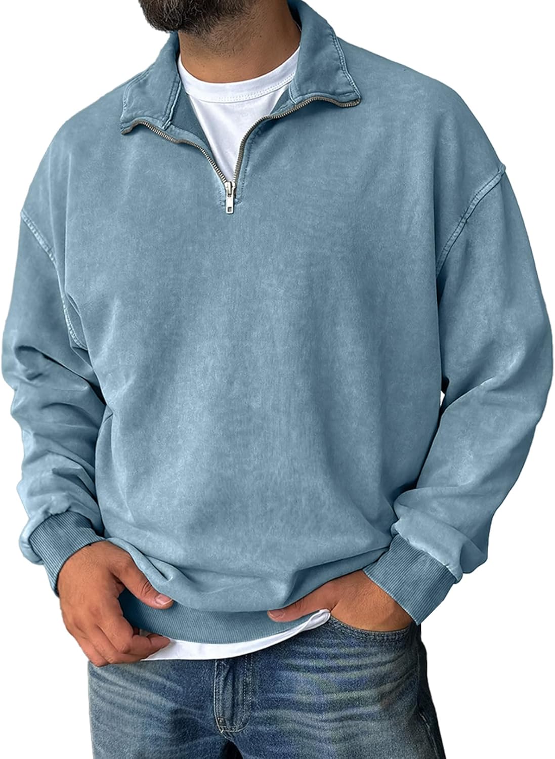 Cozy Men's Cotton Mock Neck Pullover - Fall Essential