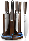 Kitchen Knife Set with 360 Rotatable Magnetic Block - 14 Piece Set