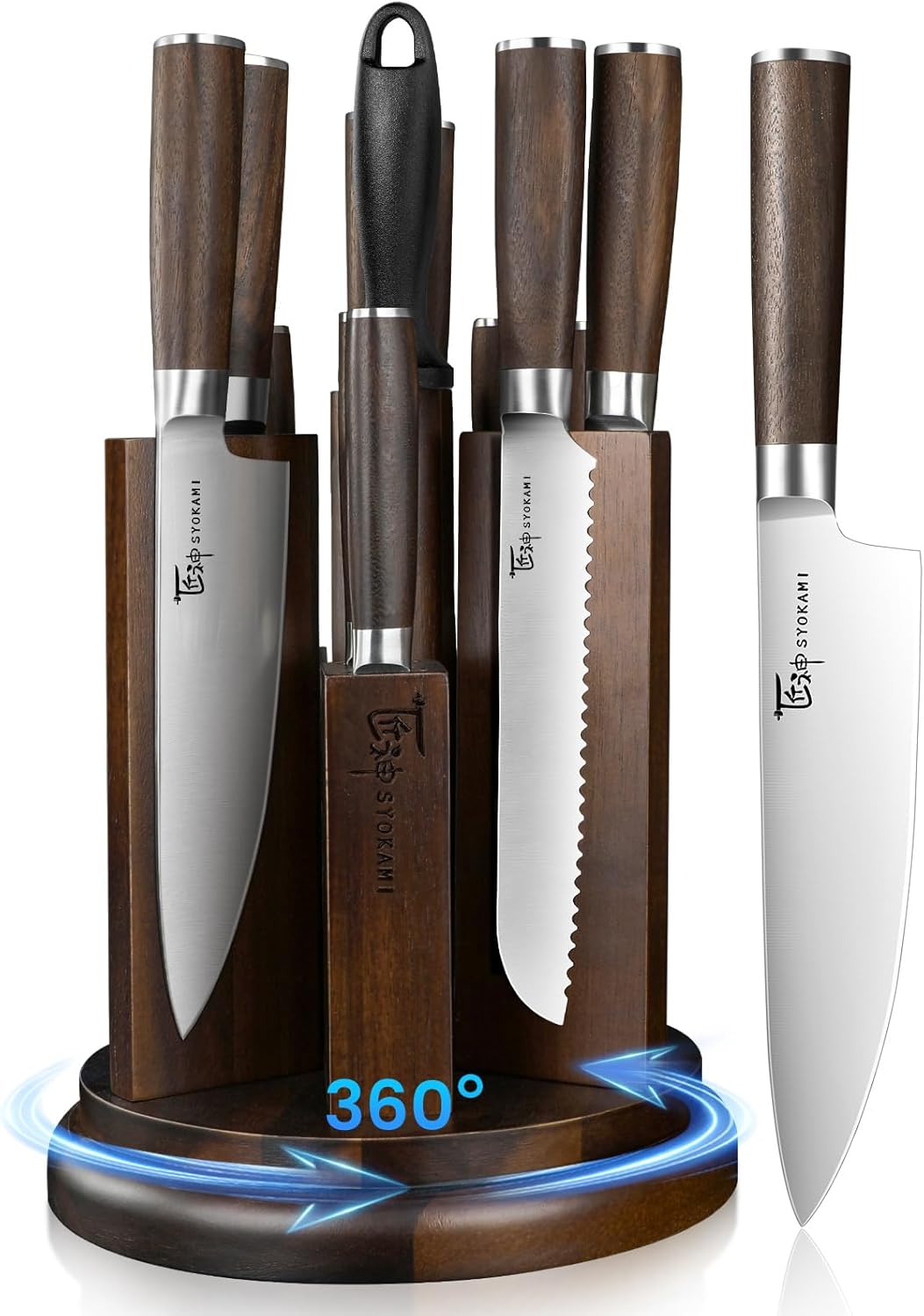 Innovative Kitchen Knife Set with Magnetic Block and Sharpener