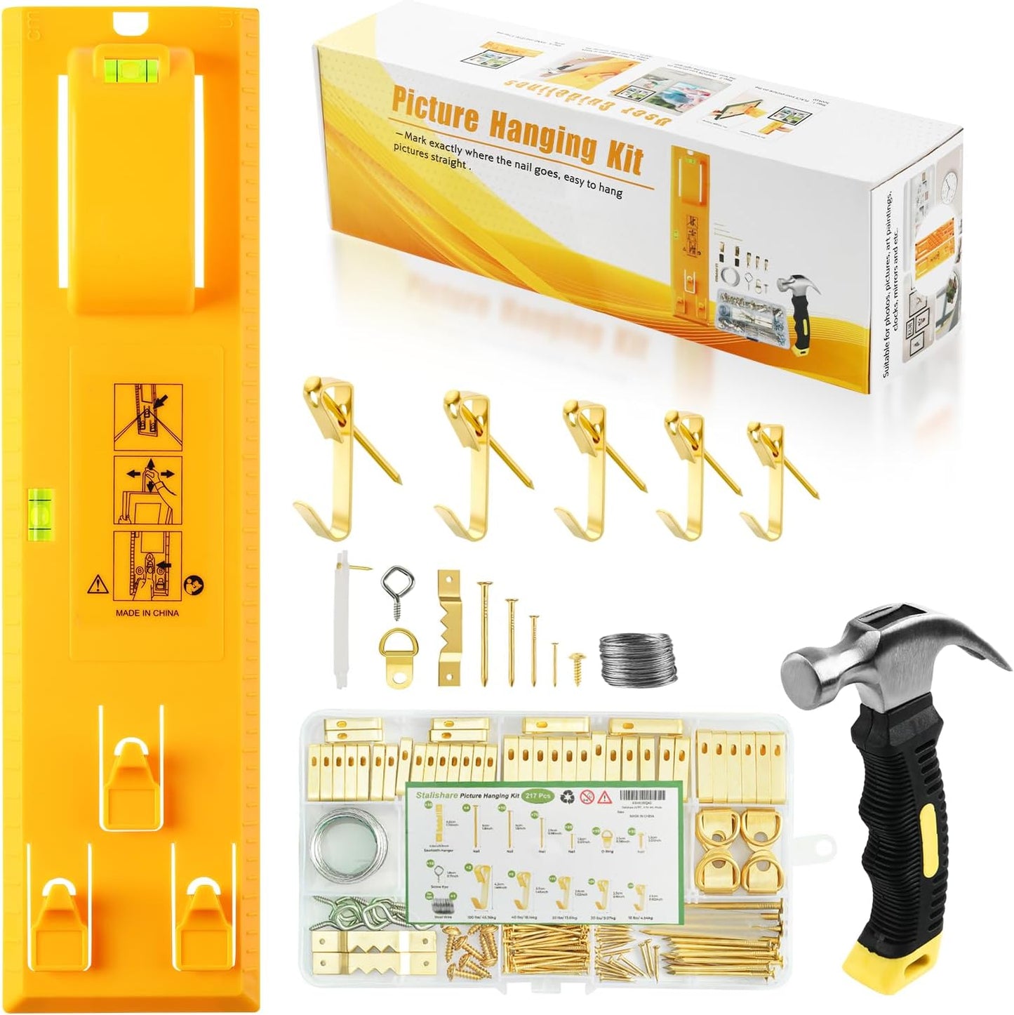 Goodsnova Picture Hanging Kit with Level for Easy Marking
