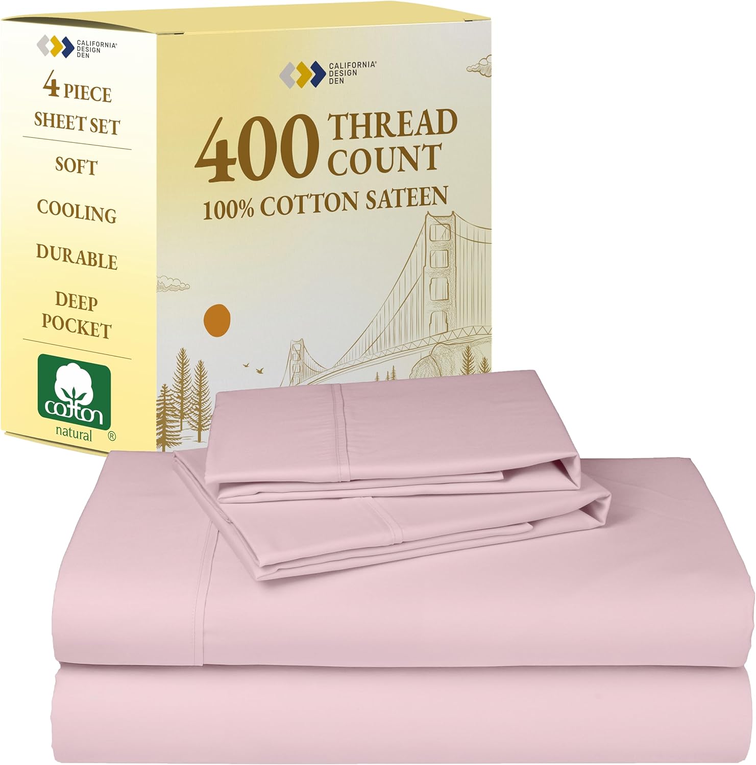 California Design Den Cotton Sheets Queen Set for Ultimate Comfort