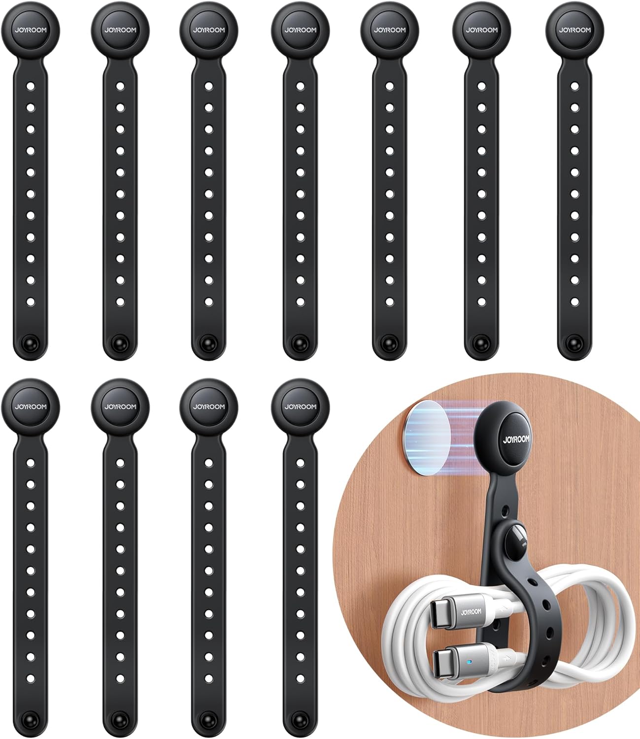 12PCS Silicone Magnetic Cable Ties - Organize Effortlessly!