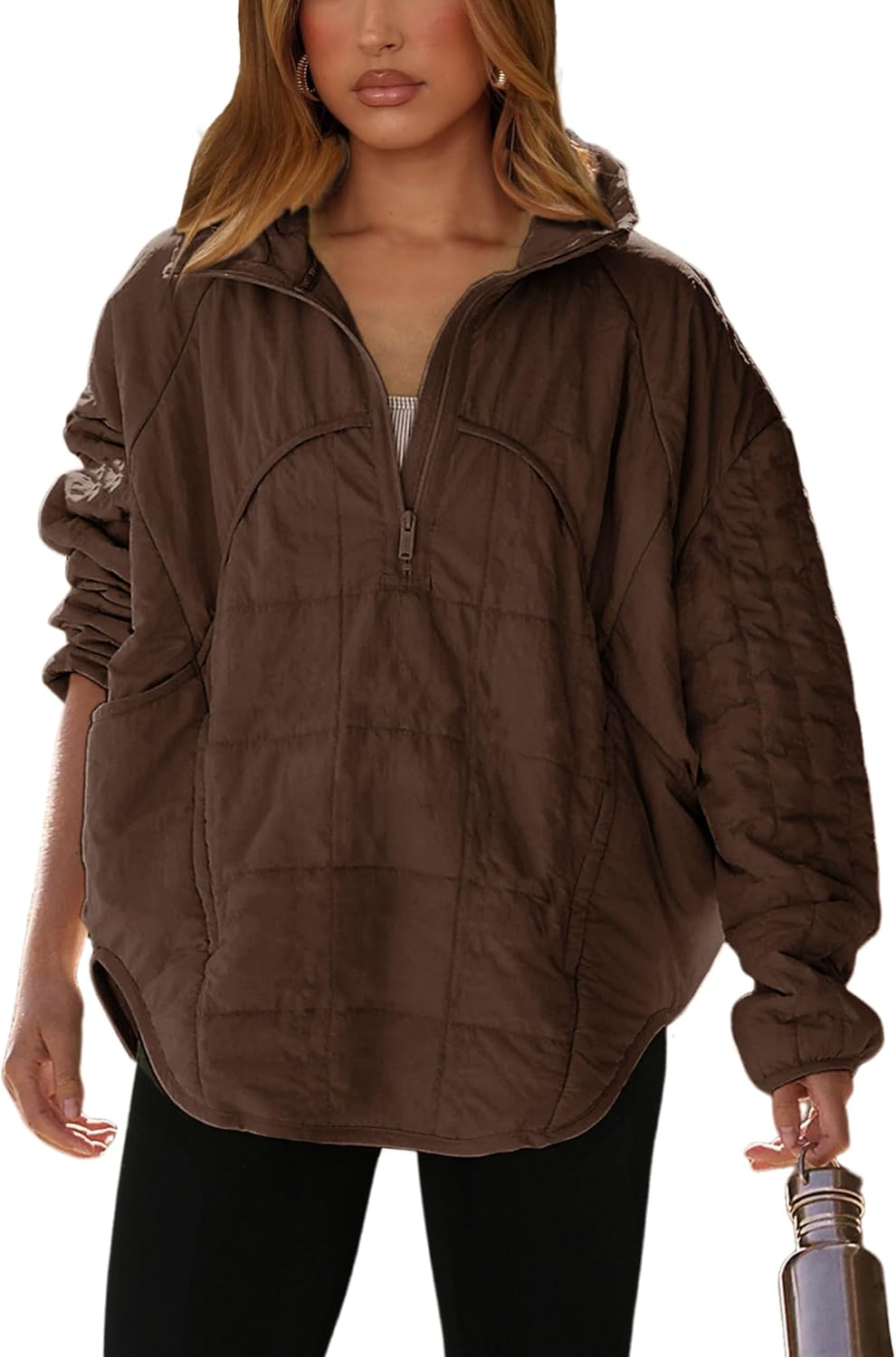 Daacee 2025 Oversized Lightweight Quilted Pullover Jacket