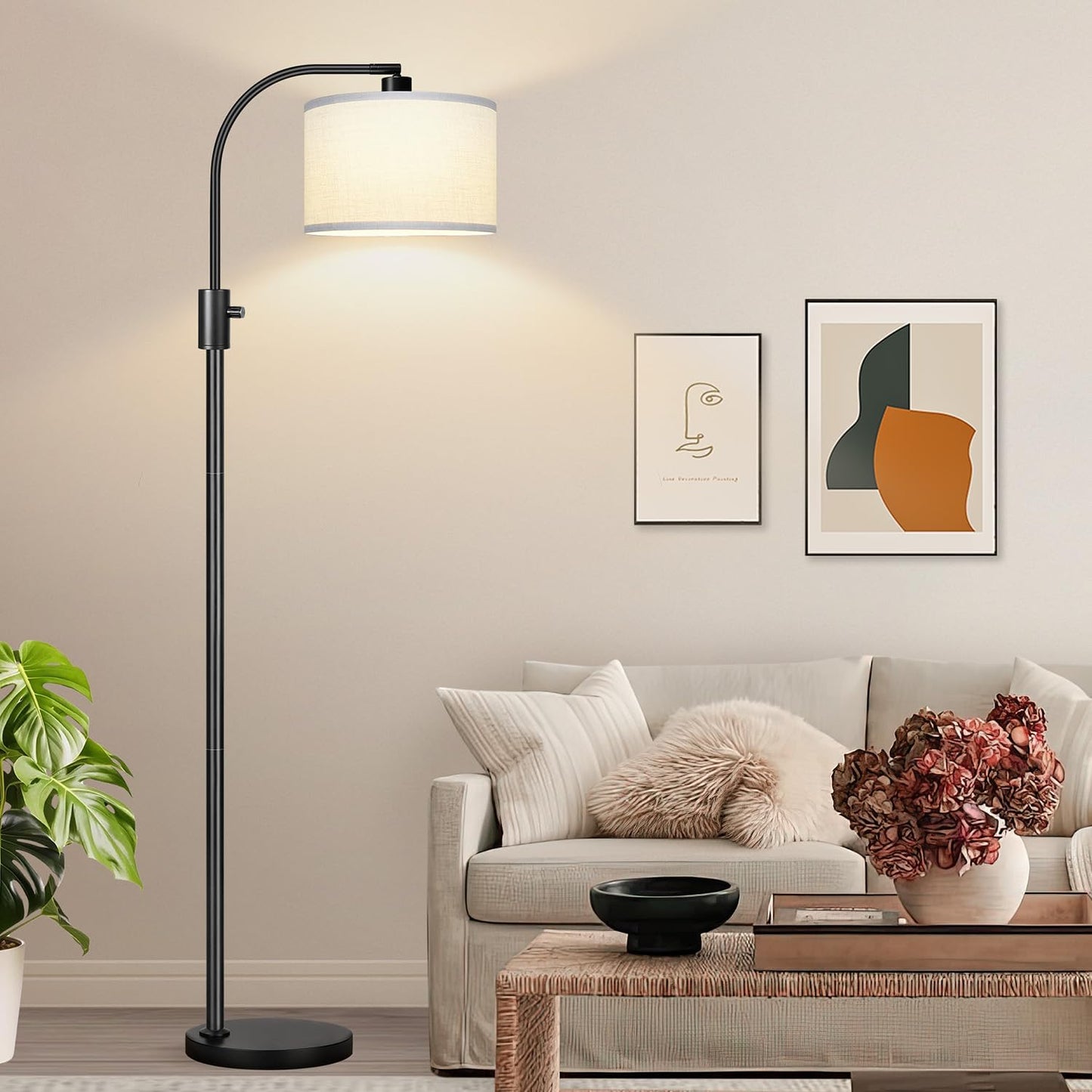 Dimmable Floor Lamp with 1200 Lumens LED Bulb for Living Room