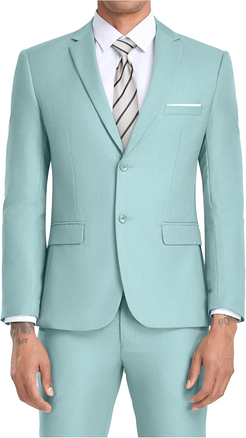 JPF Men's 2 Piece Slim Fit Suit Set with Tie for Any Occasion