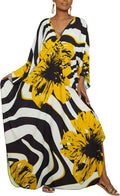 Women's Floral Kaftan Beach Dress Plus Size Coverup - Flowy Comfort