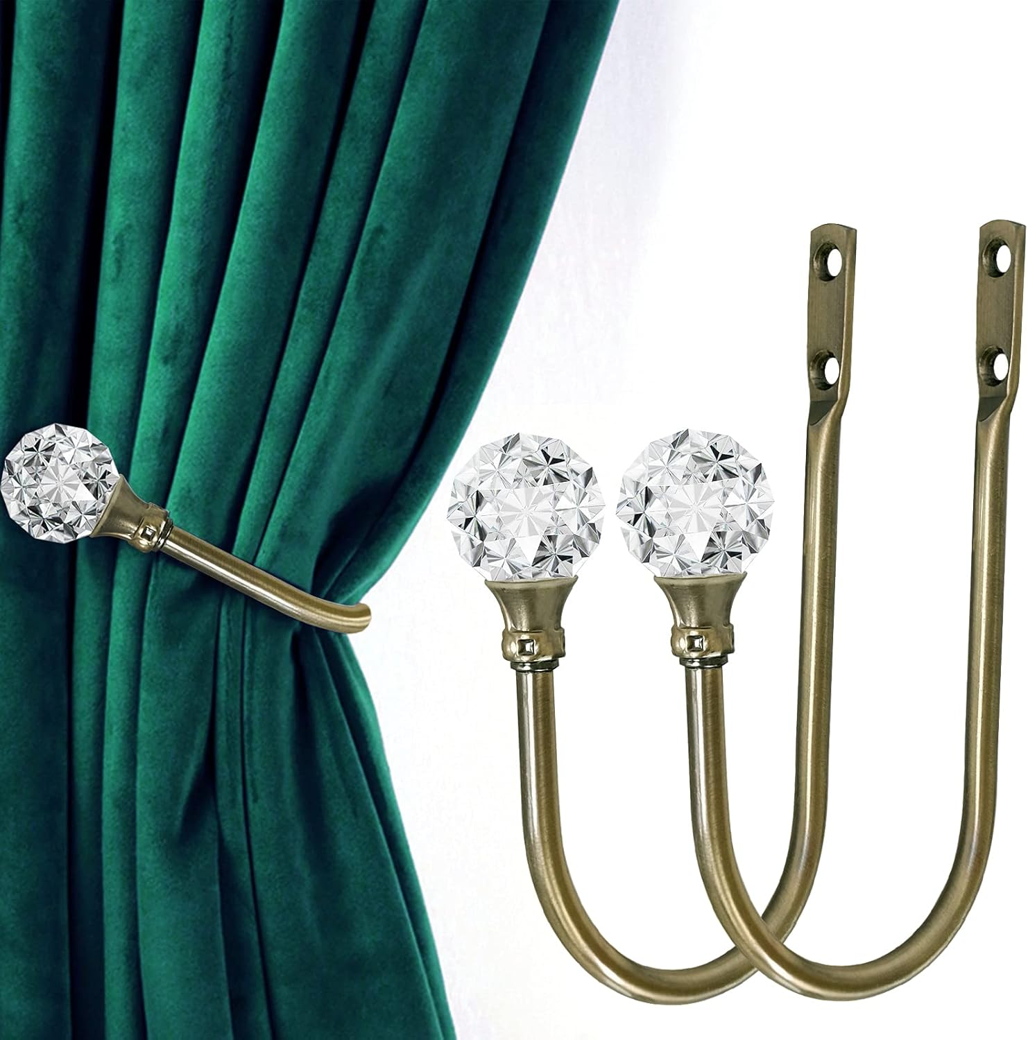 HEMOUR Crystal Ball Curtain Holdback Set