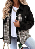 SHEWIN Womens Oversized Denim Jacket Plaid Shacket - Trendy