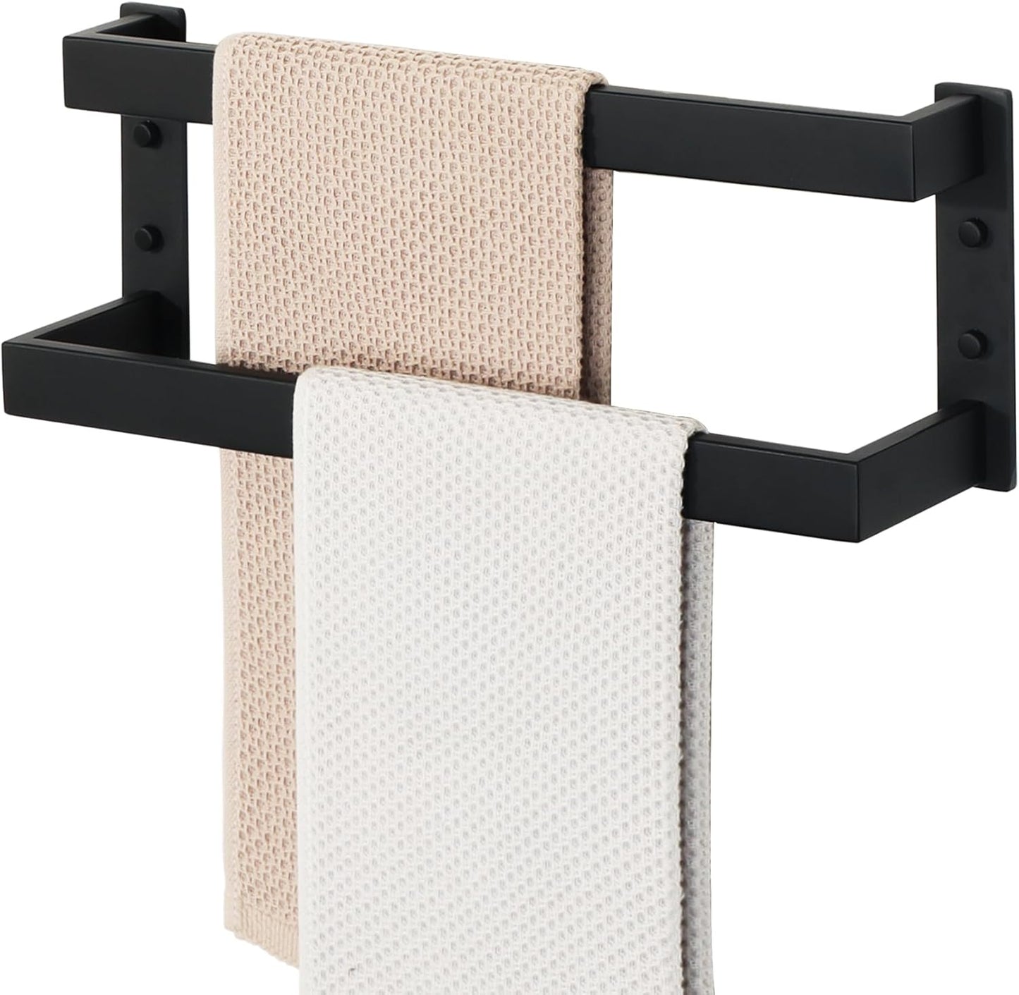 Alise Double-Layer Towel Bar - Matte Black Stainless Steel Rack