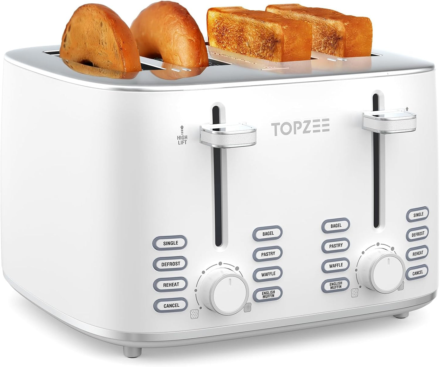 Topzee Toaster 4 Slice with Wide Slots for Perfect Toasting