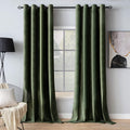 MIULEE 90 in Velvet Grommet Curtains Olive Green - Thermal Darkening