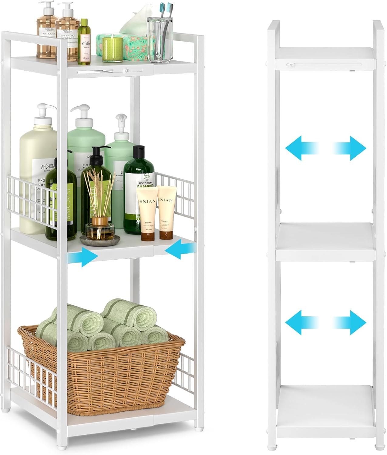 Expandable Slim Storage Shelf for Small Spaces and Organizing