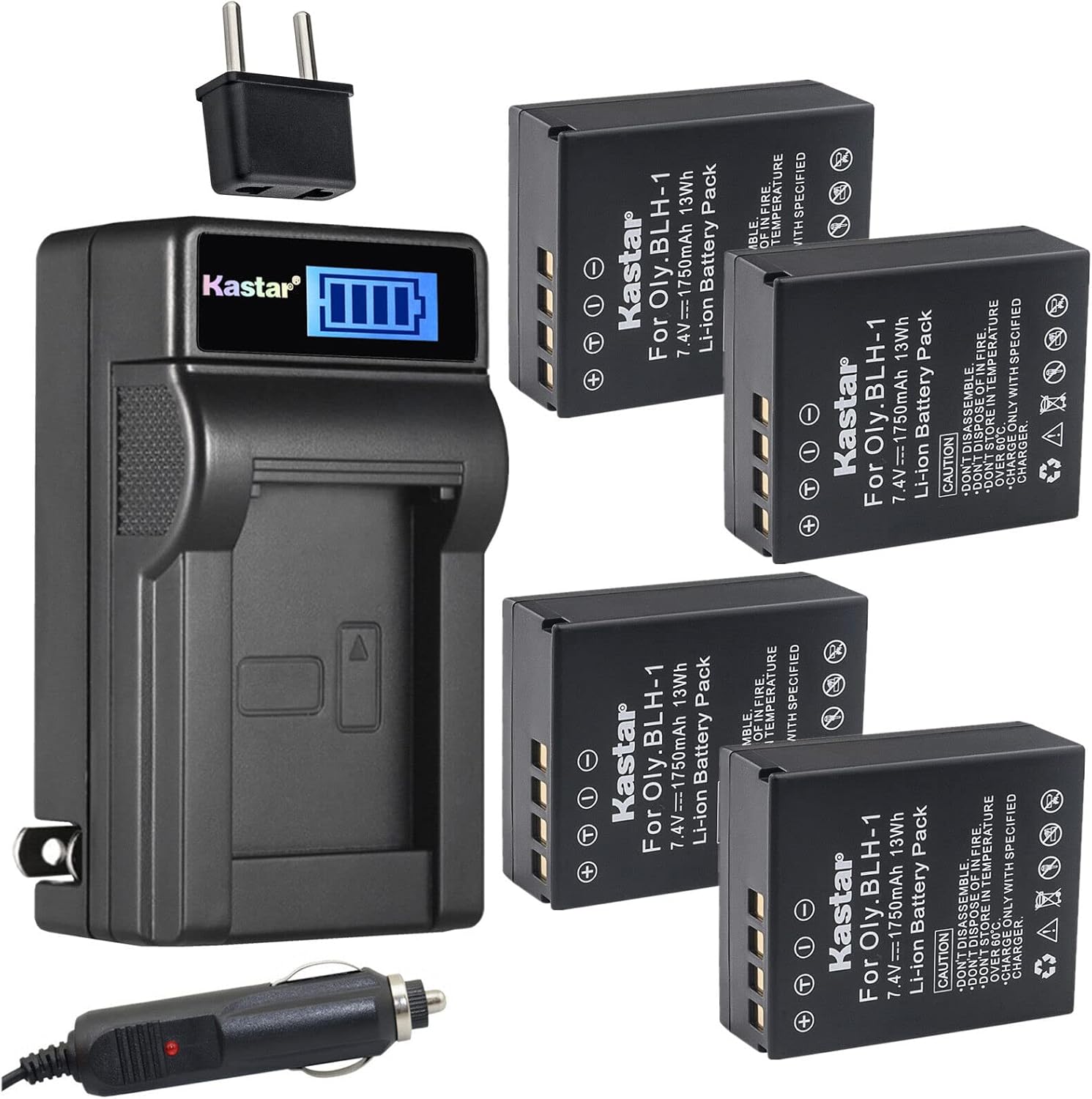 Kastar 4-Pack Fully Decoded Battery and LCD AC Charger Kit