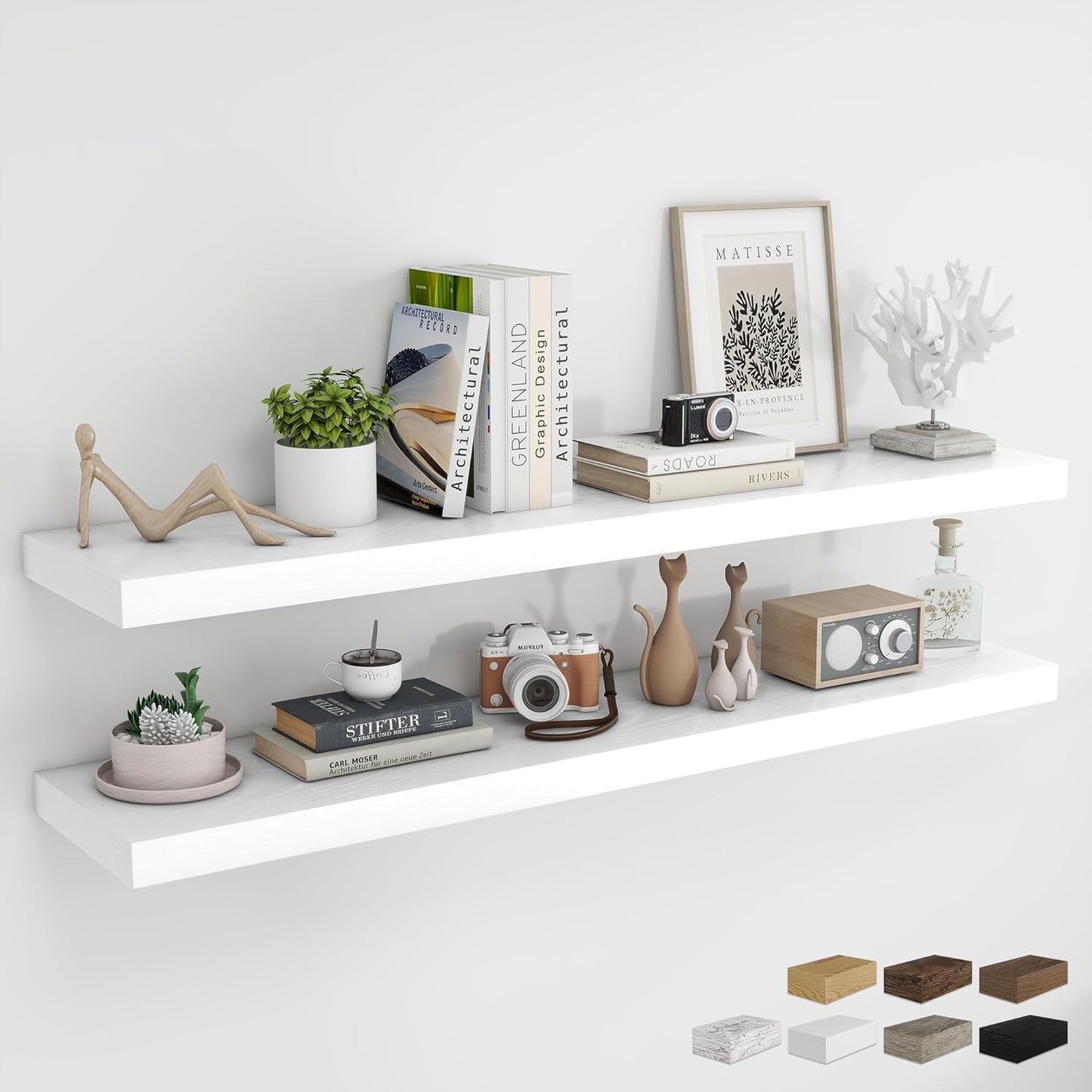 RICHFOCUS 55Inch Floating Shelves for Wall - Rustic Wood Design