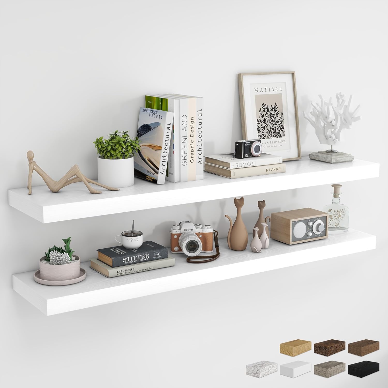 RICHFOCUS 55Inch Floating Shelves for Wall - Rustic Wood Design