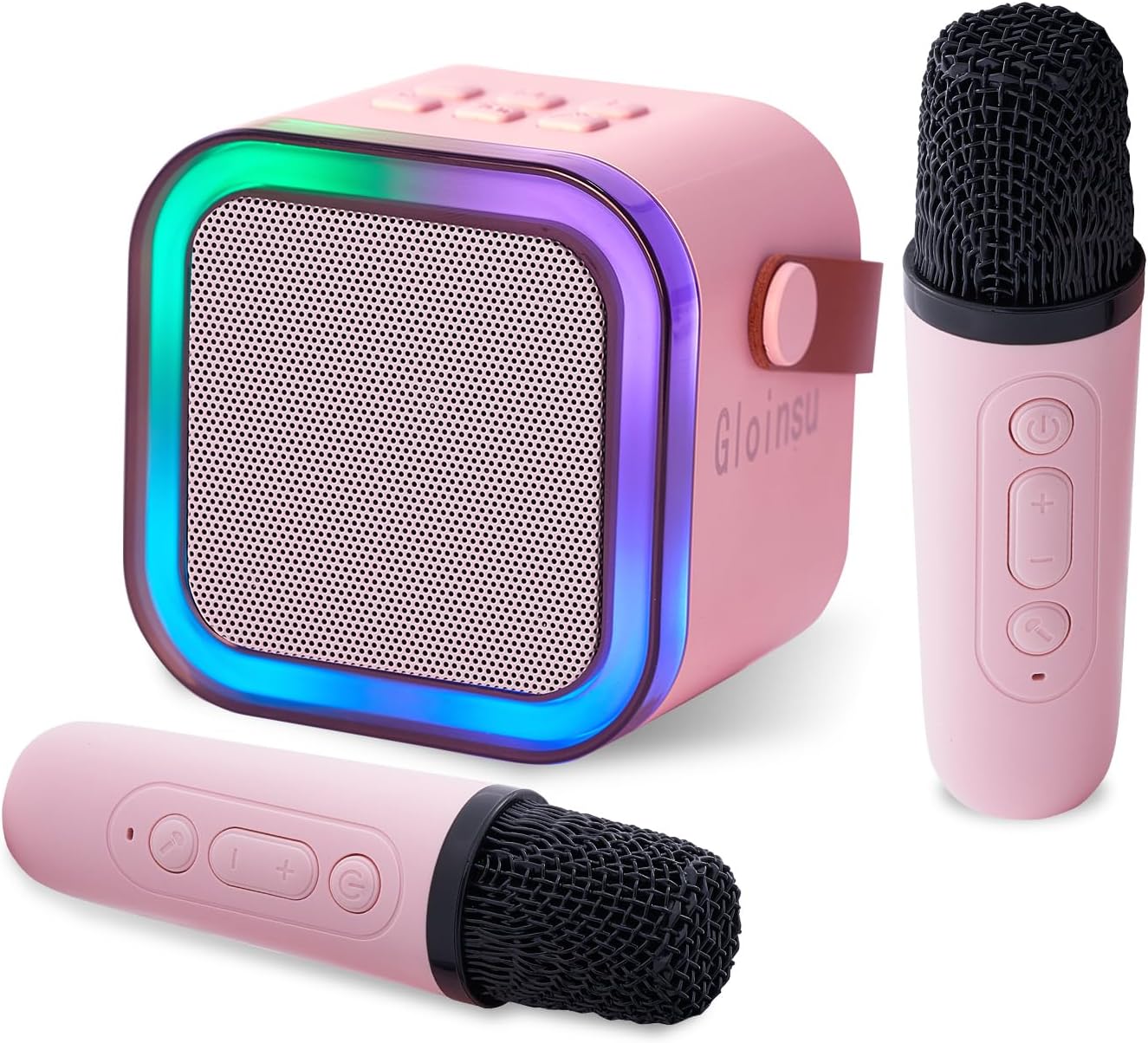 Wireless Karaoke Fun for All, 2 Mics, LED Light - Gloinsu