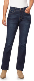 Women Curvy Bootcut Mid-Rise Jeans - Double-Button Contour Waist