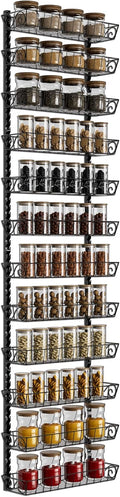 SWOMMOLY Adjustable Wall Mount Spice Rack Organizer - Space Saving