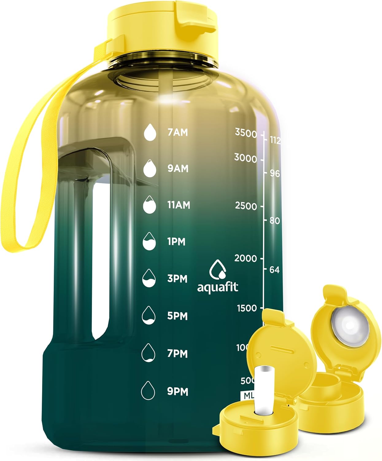 AQUAFIT 1 Gallon Water Bottle with Time Marker for Hydration