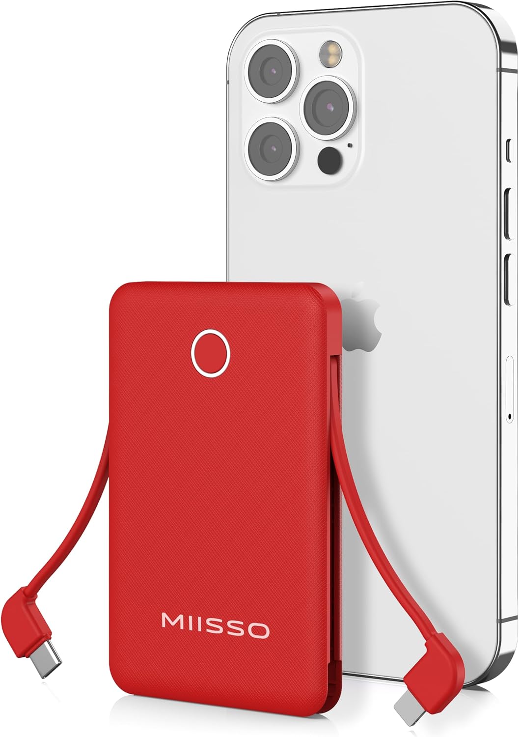 6000mAh Ultra Slim Power Bank with Built-in Cables for Phones