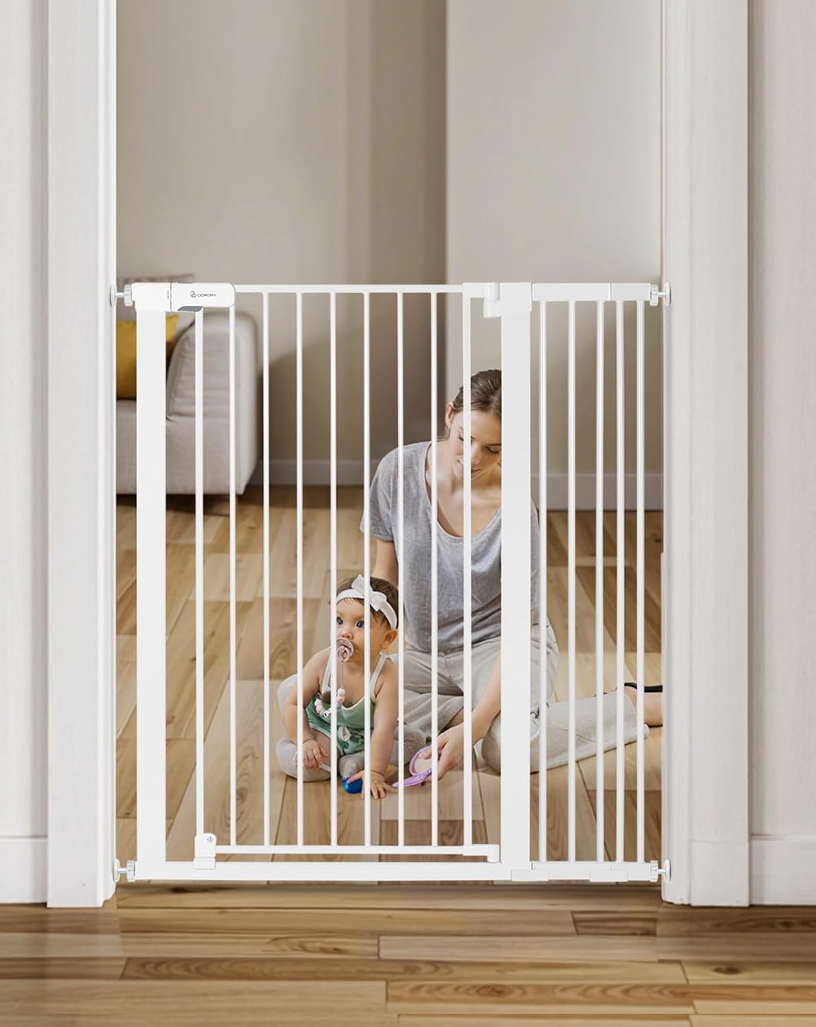 COMOMY 42 Inch Extra Tall Baby Gate for Stairs and Doorways