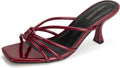 Women's Strappy Square Open Toe Kitten Heels Sandals for Summer