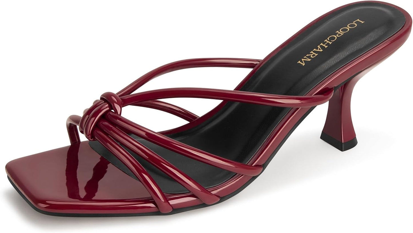 Women's Strappy Square Open Toe Kitten Heels Sandals for Summer