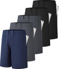 Boys 5 Pack Athletic Shorts - Quick Dry Performance Youth Shorts