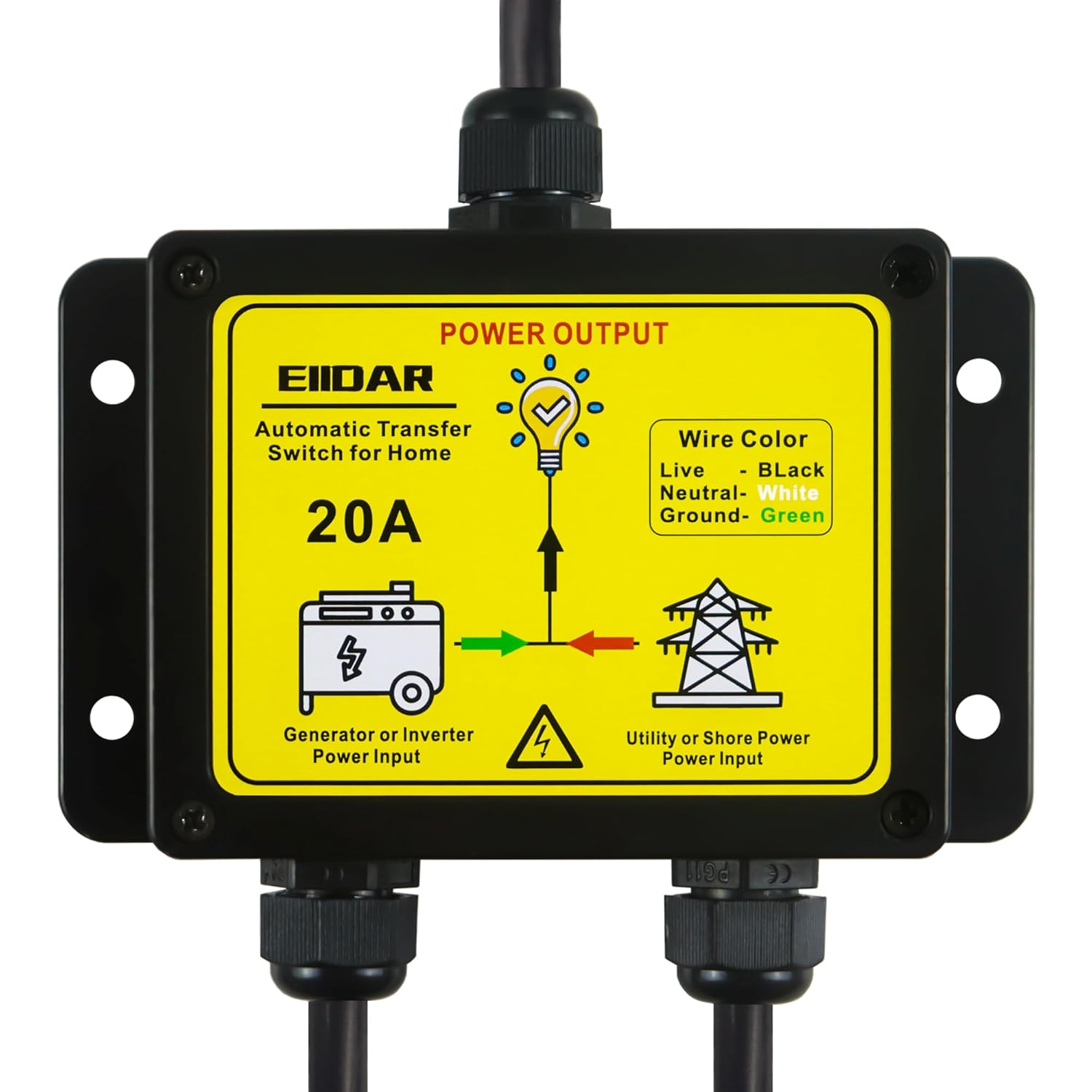 Efficient ATS AC120V 20 Amp Auto Transfer Switch for Generators