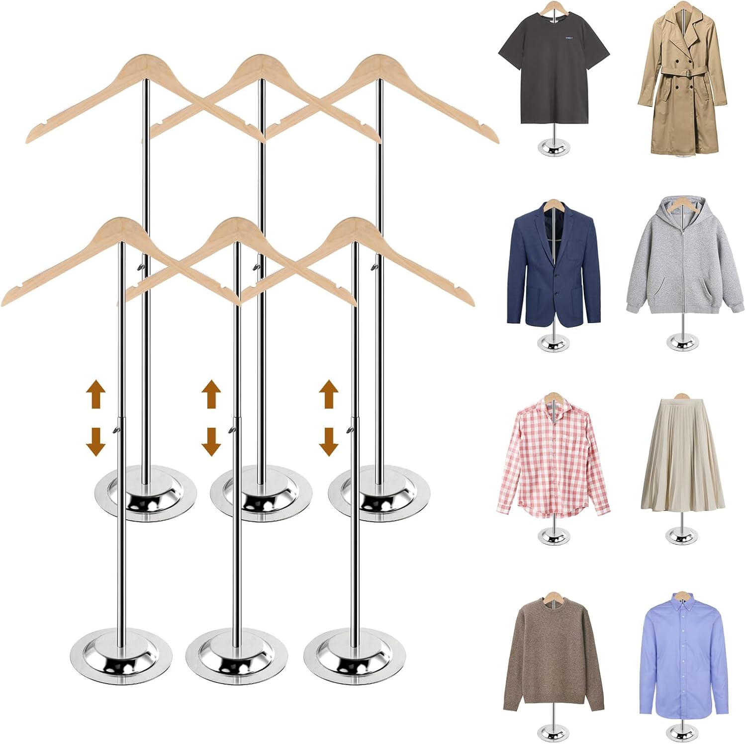 Adjustable Shirt Display Stand for Vendors - 6 Pcs Set