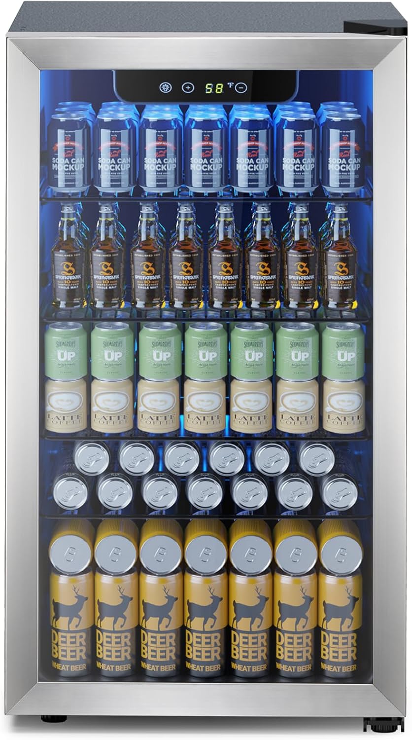 Mini Fridge 130 Can Beverage Refrigerator Cooler for Home