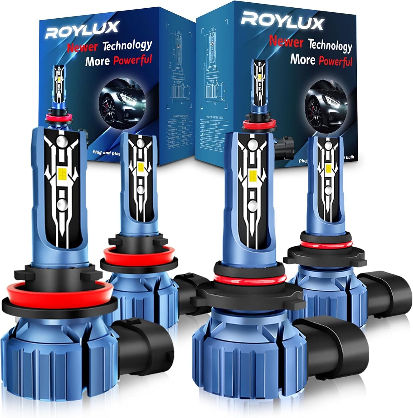 ROYLUX H11/H9/H8 LED Fog Light Bulbs Combo for Ford F150