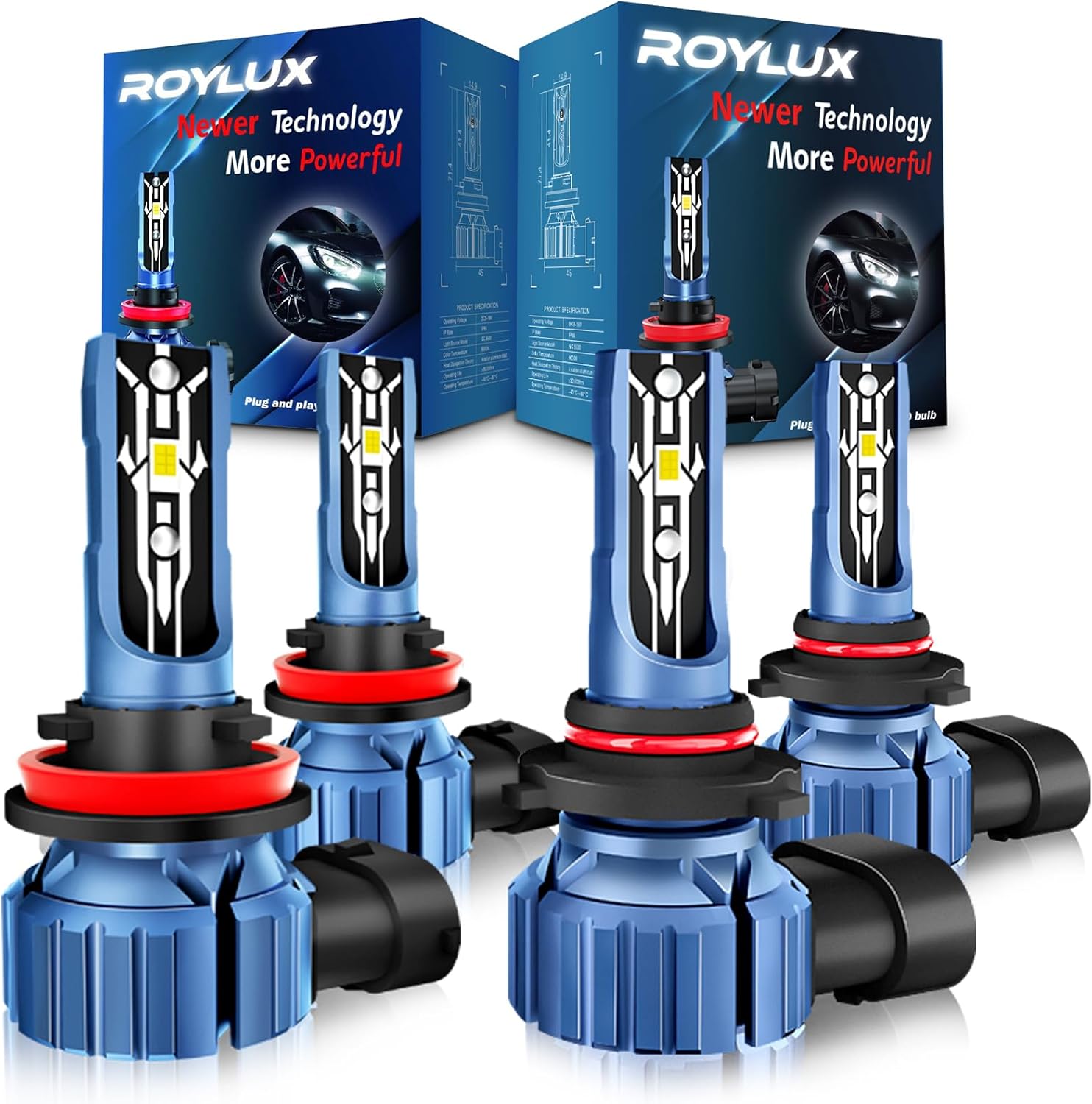 ROYLUX H11/H9/H8 LED Fog Light Bulbs Combo for Ford F150
