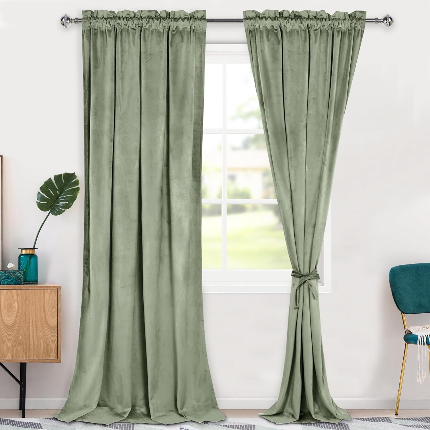 Hiasan Velvet Curtains 96 inches - Blackout Thermal Insulated Drapes