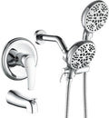 Dual Shower Faucet Set With Tub Spout - 7-Mode Handheld & Head Combo