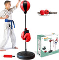 Punching Bag for Kids with Reflex Ball and Gloves - Adjustable 3-8