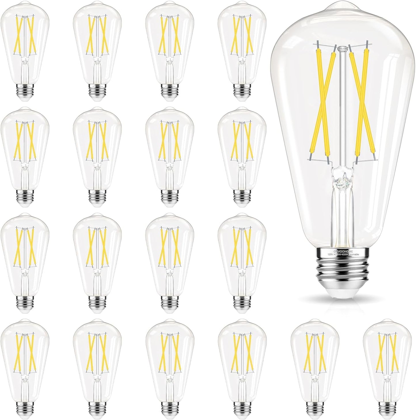 Edison Bulbs 60 Watt Equivalent LED Dimmable Cool White 4000K