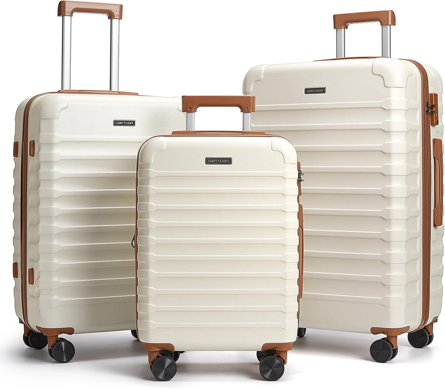 Durable LIGHT FLIGHT 3 Piece Luggage Set with Spinner Wheels