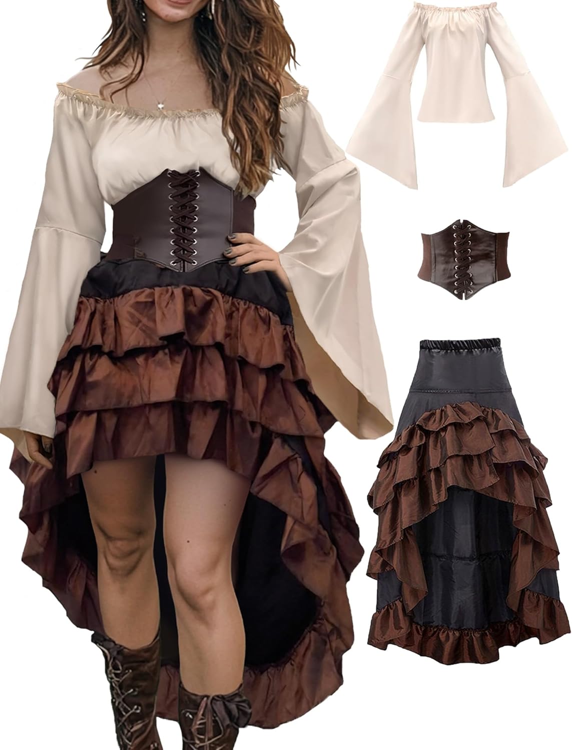 Verceco Pirate Costume Women Outfit for Halloween Parties