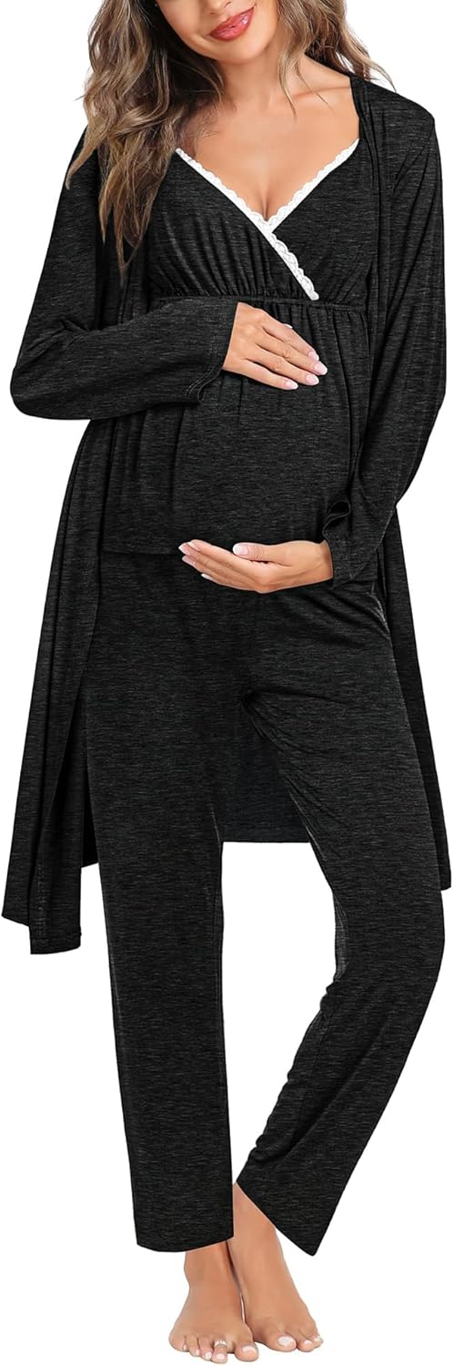 SWOMOG Maternity Nursing Robe Set for Comfortable Breastfeeding