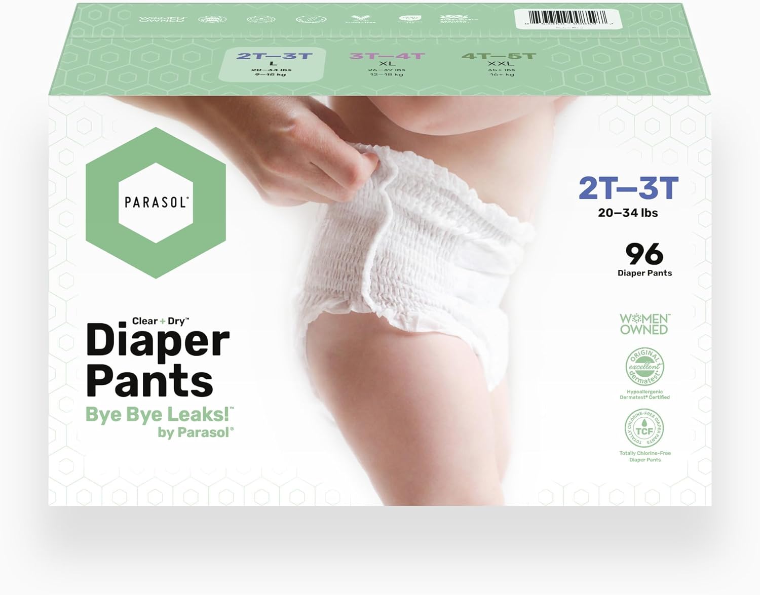 PARASOL Clear+Dry Natural Training Diaper Pants for Rash Protection