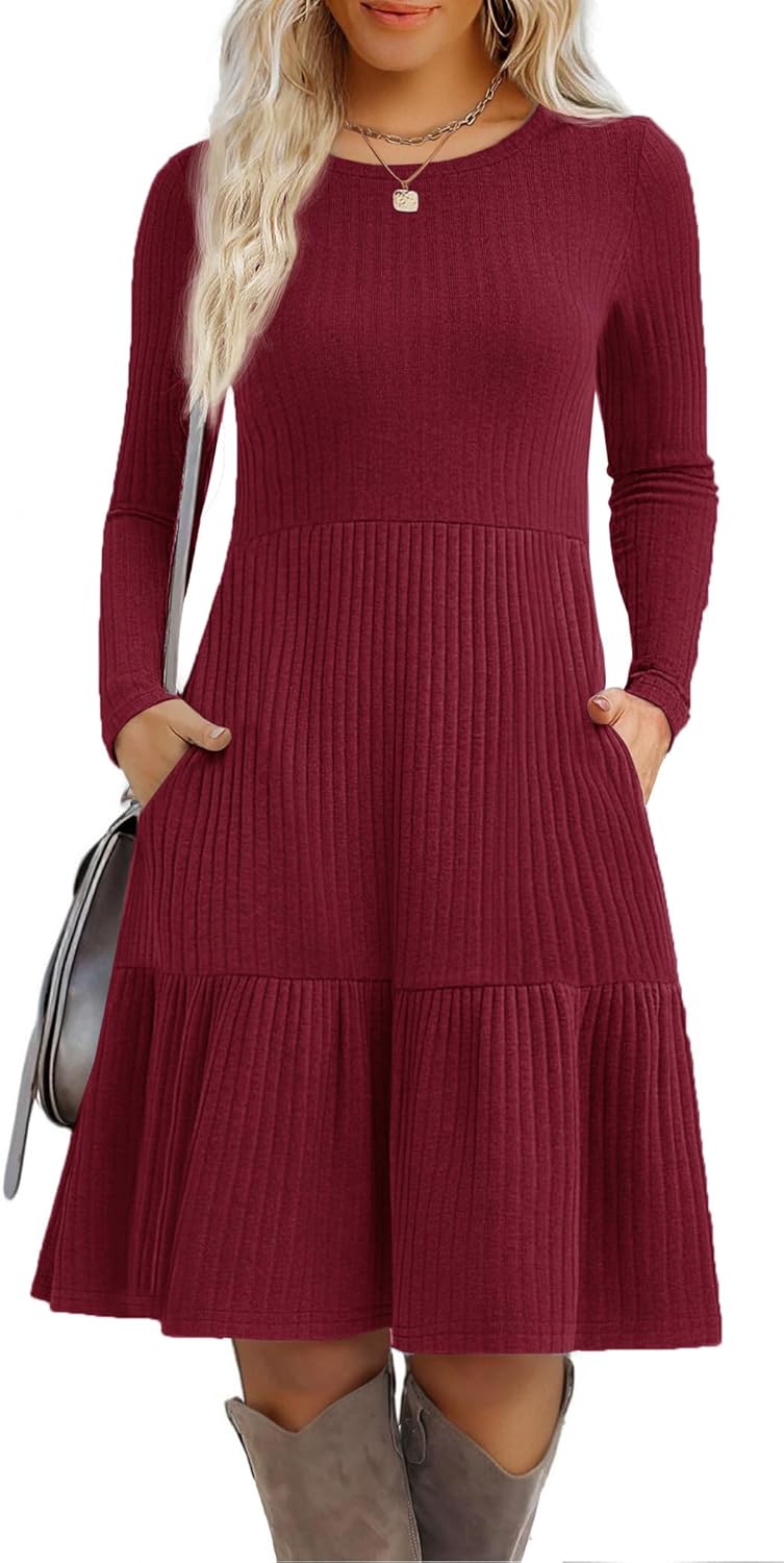 Zeagoo Womens Long Sleeve Fall Dresses with Pockets for Style