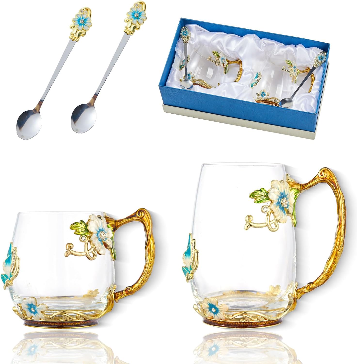 Fancy Tea Cup Set with Rose Flower Enamel for Tea Lovers