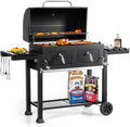 GREEN PARTY Barrel Charcoal Grill with Side Tables - Large 794 sq in